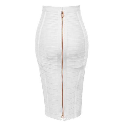 Amazon Aliexpress Best-Selling 16-Color Bandage Skirt Stripesd Zipper Double-Open Sexy High-Waist Hip Skirt Skirt