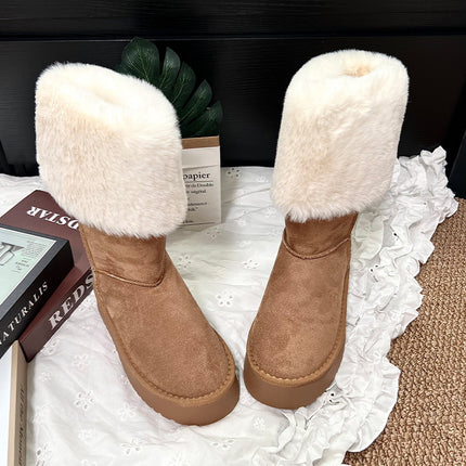 2025 New Style Foldable Two-Wear Design Snow Boots for Women, Non-Slip Plus Velvet Cotton Shoes, Over-The-Knee Boots