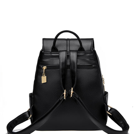 Spring 2025 New Soft Leather Women's Fashionable Backpack high quality Textile All-match Travel Large Capacity Anti-theft Bag