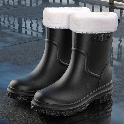 2025 Pvc Outdoor Car Wash Cleaning Rain Boots for Women, Mid-Calf Waterproof Shoes, Low Heel, Wear-Resistant, Non-Slip, Rainproof