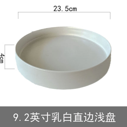 Ceramic Straight Plate Flat Bottom Deep Plate Soup Plate Japanese Seafood Plate Dish Plate Dessert Plate Nest Plate Simple Salad Bowl