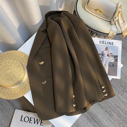 2025 Autumn New Fashionable Moon Button Blazer for Women, Loose and High-End Feel, Cross-Border