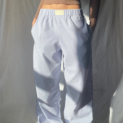 Cross-Border Trade Amazon Ins 2024 Summer Women's Striped Lazy Style High-Waisted Loose Long Pants Casual Versatile