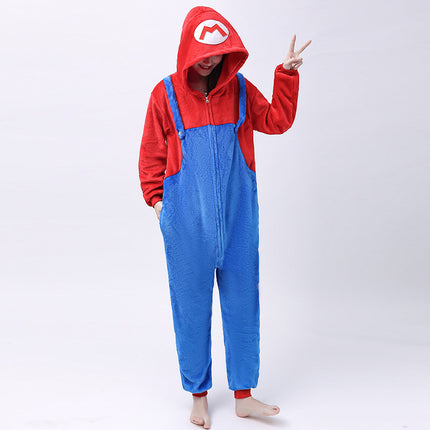 Autumn and Winter New Flannel Cartoon Animal One-piece Pajamas New Maryable Outer Wear Men's and Women's Couples Home Clothes