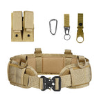 Belt + waistband + double tool bag + water bottle buckle + keychain + carabiner (khaki)