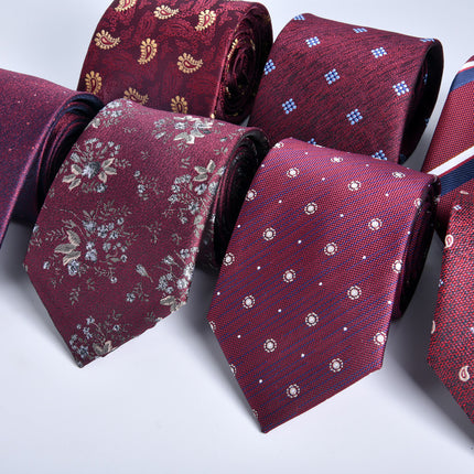 Tie men's formal wear business wine red bridegroom wedding jacquard hand fight 8cm administrative professional New in stock