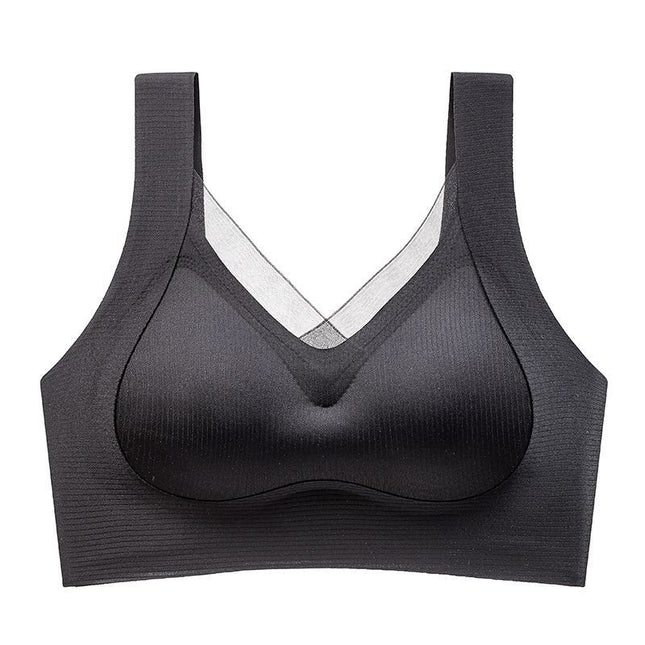 plus size seamless back underwear women's non-steel ring gathered adjustable summer thin breathable vest bra