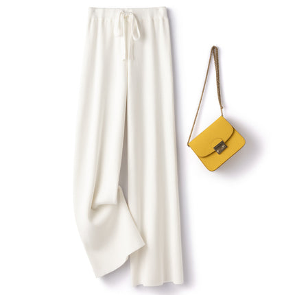 Autumn and Winter New Wool Wide Leg Pants Women's Elegant High Waist Loose Pendant Slimming Casual Pants Thickened Floor Pants