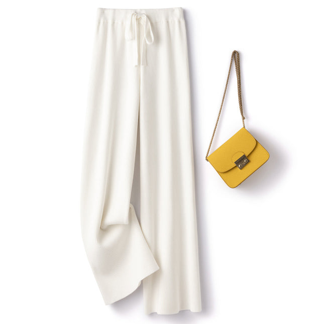 Autumn and Winter New Wool Wide Leg Pants Women's Elegant High Waist Loose Pendant Slimming Casual Pants Thickened Floor Pants