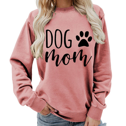 Dog mom printed round neck women's jacket vests foreign trade supply autumn and winter coat casual loose European code cross-border