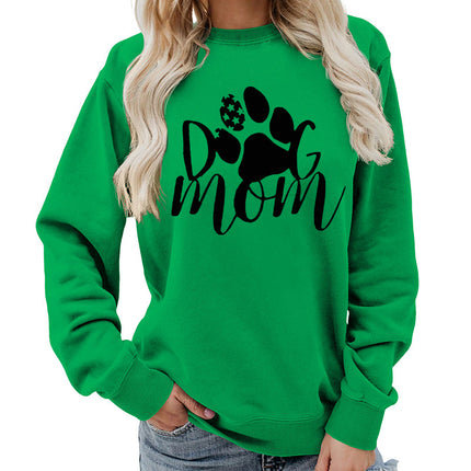 Amazon Source Dog Mom Printed Round Neck Women's Jacket Sweatshirt Autumn and Winter Jacket Casual Loose