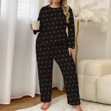Cross-border Foreign Trade Autumn Milk Silk Pajamas Women's Home Clothes Plus Fatty Casual Long-sleeved Trousers suit Can Wear