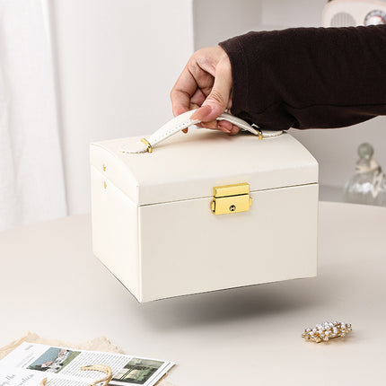 [Low Price Big Sale] Three-Layer Leather Drawer-Type Jewelry Box Multi-Functional Desktop Ring Necklace Earrings