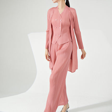 Fashionable Suit for Women, High-End Three-Piece Set, High-End Temperament, Commuting Design, Pleated Miyake Outfit, Complete Set