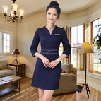 Navy blue mid-sleeve dress / S
