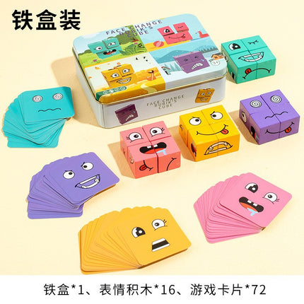 Cross-Border Children's Educational Interactive Expression Rubik's Cube Challenge Parent-Child Interactive Expression Matching Game Wholesale Cartoon