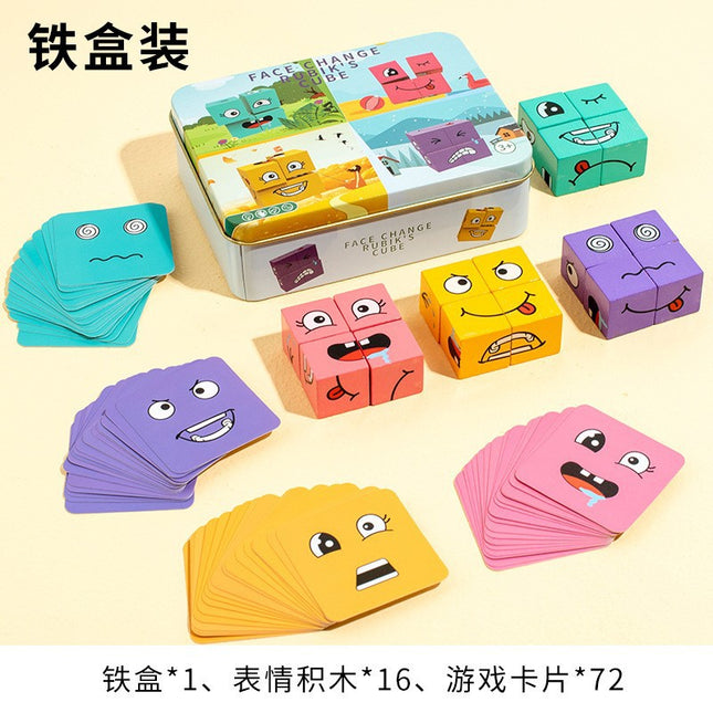 Cross-Border Children's Educational Interactive Expression Rubik's Cube Challenge Parent-Child Interactive Expression Matching Game Wholesale Cartoon