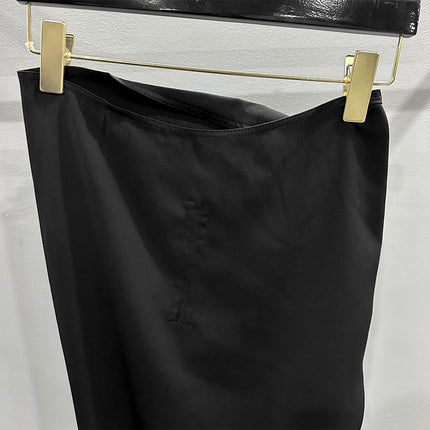 Subhuman Women's | 2025 Early Autumn Show Same Style Diagonal Zipper Pleated Satin Slit Floor-Length Skirt