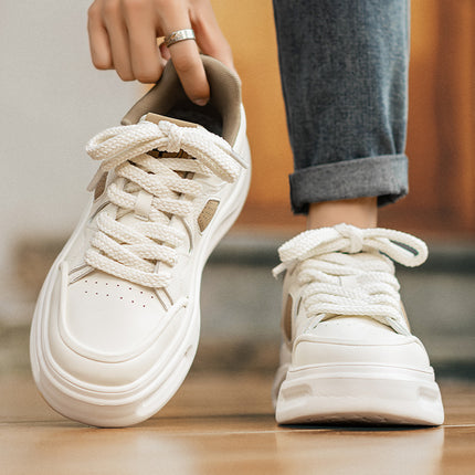 Men's Shoes 2024 New Autumn and Winter Shoes Men's High-End White Sneakers Sports Board Shoes Men's Thick-Soled Cool Trendy Shoes