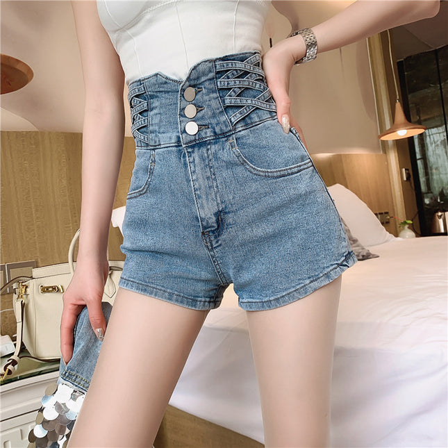 High-Waisted Denim Shorts for Women Summer 2025 New Slimming Personality Versatile Comfortable Casual Petite Denim Shorts