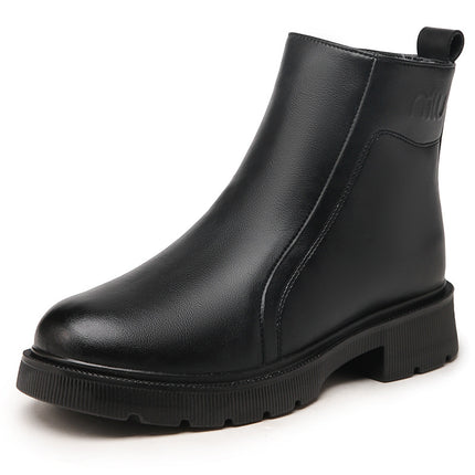 Mom's Shoes, Winter Velvet, Middle-Aged Leather Shoes, Autumn and Winter Women's Shoes, Winter Shoes, Non-Slip, Middle-Aged and Elderly Short Boots, Warm Cotton Shoes