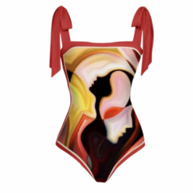 2023 European and American ins Style Belly-Covering Slim One-Piece Bikini Swimsuit Sun Protection Gauze Skirt Hot Spring Swimsuit Two-Piece Set