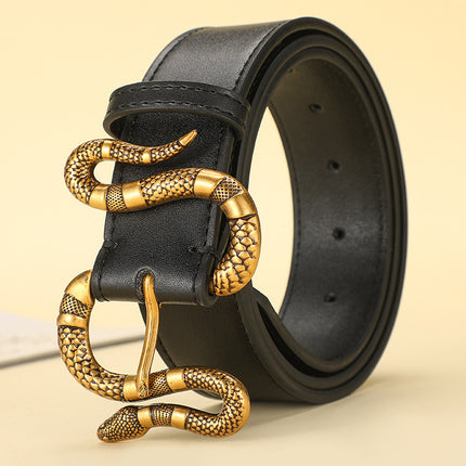Fashion Alloy Belt Snake Buckle Pin Buckle Versatile Belt Internet Trendy Light Luxury Cross-border Explosive Casual Versatile