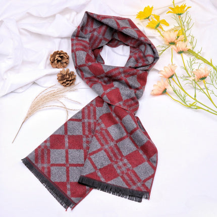 2023 Korean version of autumn and winter new imitation silk brushed vintage fashion classic men's scarf scarf dual-use wholesale
