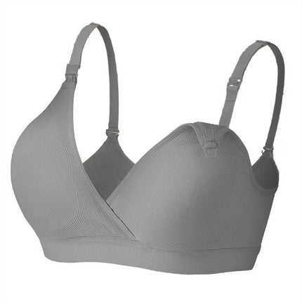 Cross-border European and American New Breastfeeding Bra Front Opening Buckle Without Steel Ring Breastfeeding Bra plus size Underwear V-shaped