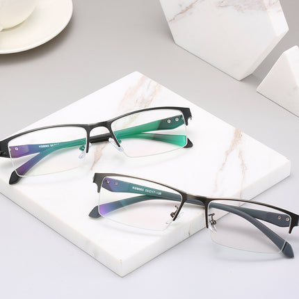 Men's Business Glasses Frame Metal Alloy Glasses Frame New Half Frame Can Be Equipped with Myopia Glasses Finished Product with Degree for Men