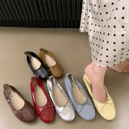 Gentle Evening Breeze Bowknot Soft-Soled Flats for Women 2025 New Style Shallow Mouth Fairy Ballet Shoes Egg Roll Maternity Shoes