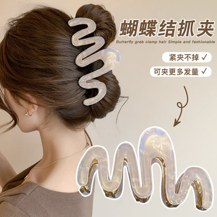 Mermaid Ji Acetic Acid Metal Grab Clip Women's Advanced Sense Hair Volume Shark Clip Exquisite Large Hairpin Back Head Hairpin