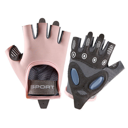 Half Finger Anti-vibration Gloves Air Cushion Women's Riding Anti-lifting Breathable Riding Gloves Yoga Ice Silk Wear-resistant Anti-slip Cocoon Fitness