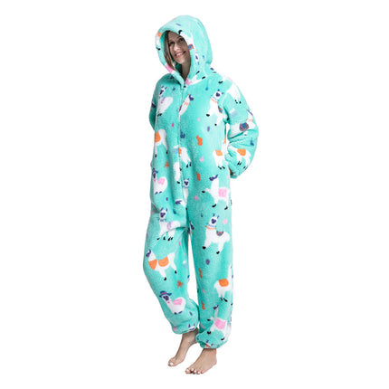 Mixed Wholesale Autumn and Winter Cotton Velvet Animal Cartoon Siamese Pajamas Thickened Men and Women Couple Home Clothes Tianma Adult