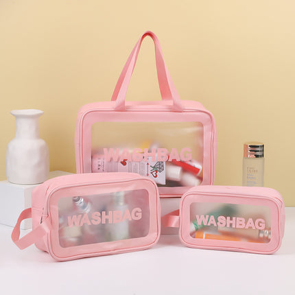 PU cosmetic bag large capacity dry and wet separate wash bag PVC transparent frosted bath bag travel portable storage bag
