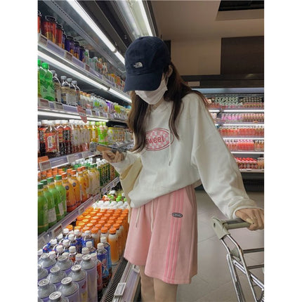 Summer Thin Sports Shorts Women's Summer Korean-style High Waist Loose Slimming Student's Bf Style All-match Wide Leg Pants