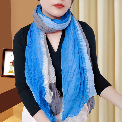 Spring and Summer Cotton Linen Pressed Pleated Leopard Scarf Women Autumn and Winter New Stylish Fashion Beach Scarf Shawl