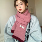 Contrast color knitted scarf--4 retro pink / 30*160