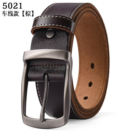 Factory Direct Sale Men's Pin Buckle Leather Belt Korean Style Trendy Casual Retro Pants Belt Pure Cowhide Genuine Leather Belt Wholesale Trendy