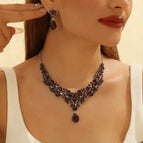 Burgundy necklace + earrings