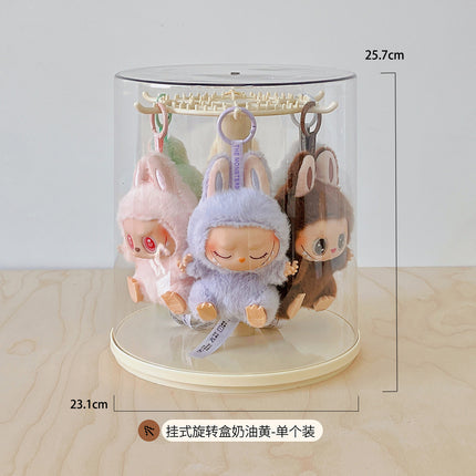 Labubu Doll Storage Box Rotating Bucket Display Transparent Vinyl Doll Bubble Mart Storage Box
