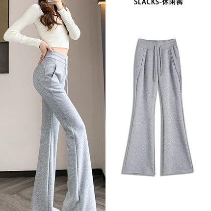 2024 Autumn and Winter New Wide Leg Pants High Waist Casual Dagging Slimming Wide Leg Fit Milk Silk Slim Fit Bell Pants
