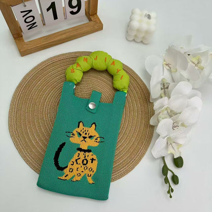 Cartoon Cute Mobile Phone Bag, Cute and Versatile Handbag, Mini Knitted Small Tote Bag, Shoulder Bag, Crossbody Handbag