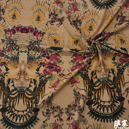 Hemp Cotton Digital Printed Fabric Yunnan Lijiang Retro Bohemian Fabric Hotel Pillow Bar Tablecloth