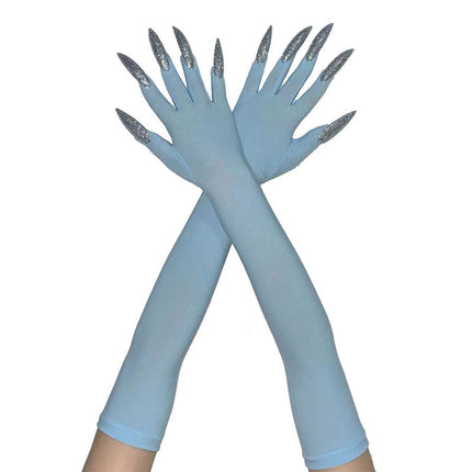 48cm European and American Fashion Halloween Gloves Long Nails Ghost Claw Gloves Long Performance Props Costume Black Red Claw