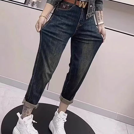 Pear-Shaped Figure Harlan Jeans Women's Autumn and Winter plus size Fat Sister mm High Waist Slimming Stretch Cropped Pants
