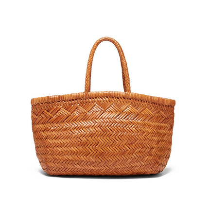 PU Hand-Woven Tote Bag Brown Black Coffee / Sac Tote Tressé PU Marron Noir Café