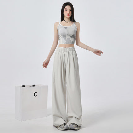 High-grade Tencel Casual Pants Women's Spring and Summer Thin Mori Lace Pants with Loosening Waist and Straight Straight Pants
