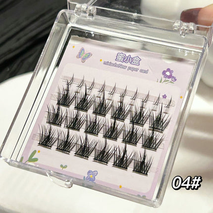 Mi Xiaohe Travel Series Airy Lower Eyelash Lip Glaze Devil Trilogy Single Cluster Ultra-Fine Stem Natural False Eyelashes
