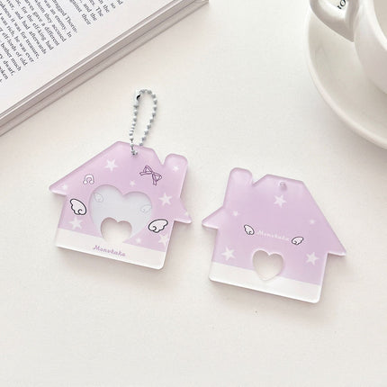 Original Star Little House 2inch Id Photo Card Holder Small Card Storage Card Holder Keychain Storage Pendant Card Holder